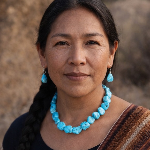 Jewelry - Turquoise Nugget Necklace & Drop Earrings Set Southwestern  Statement Jewelry